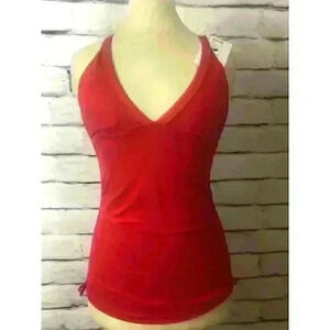 ATHLETA Side Scrunch Red/Coral Swim Tank SIZE S